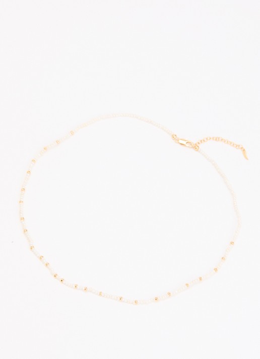 Missoma Micro Pearl ketting verguld - detail 3 wit