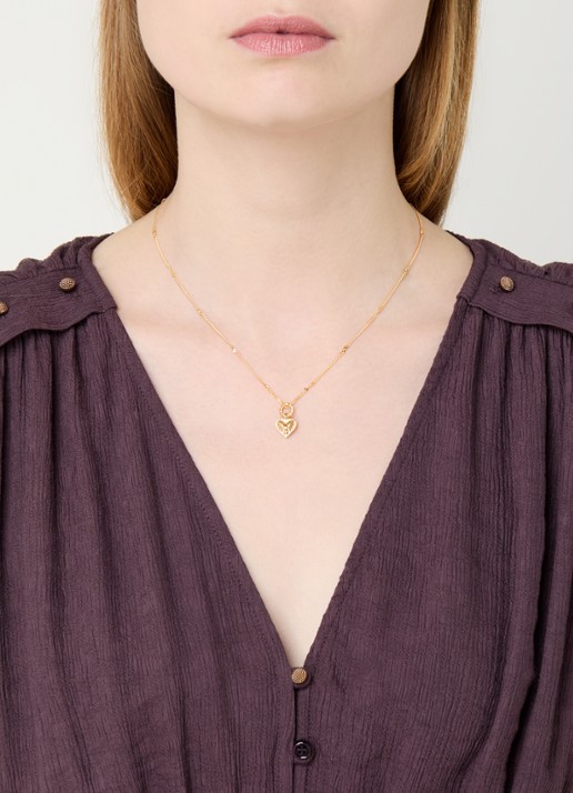 Missoma Mini Rigde Heart ketting verguld - voorkant 2 goud