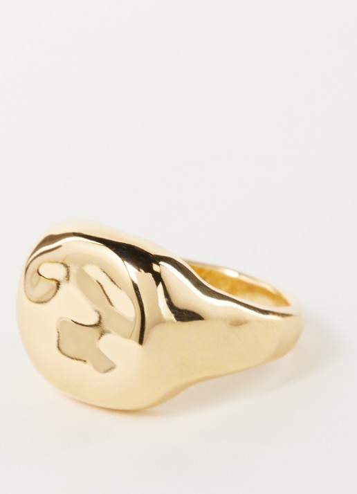 Missoma Molten Engravable zegelring verguld - detail goud