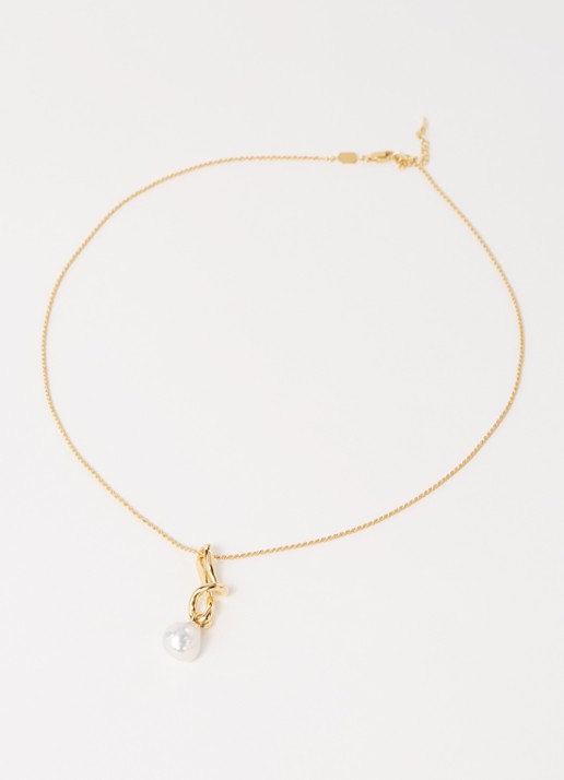 Missoma Molten fijne ketting met zoetwaterparel - detail 3 goud