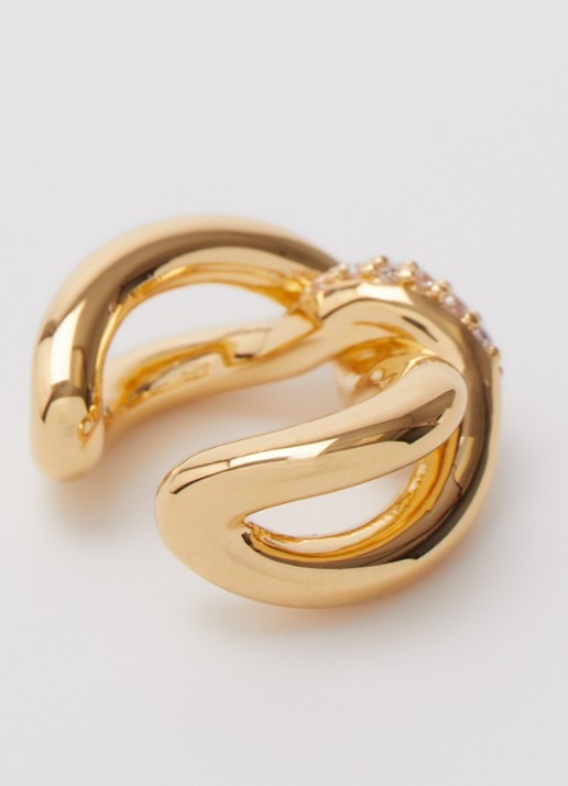 Missoma Molten Snow ear cuff verguld met zirkonia - detail goud