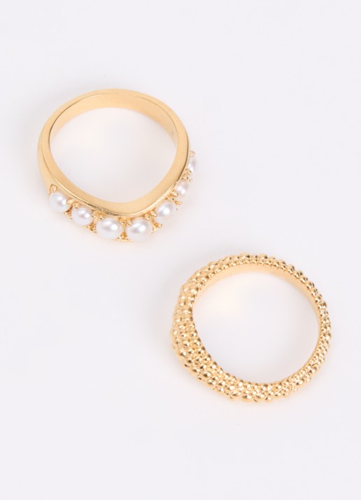Missoma Pearl Baya ringen verguld in set van 2 - detail 3 goud