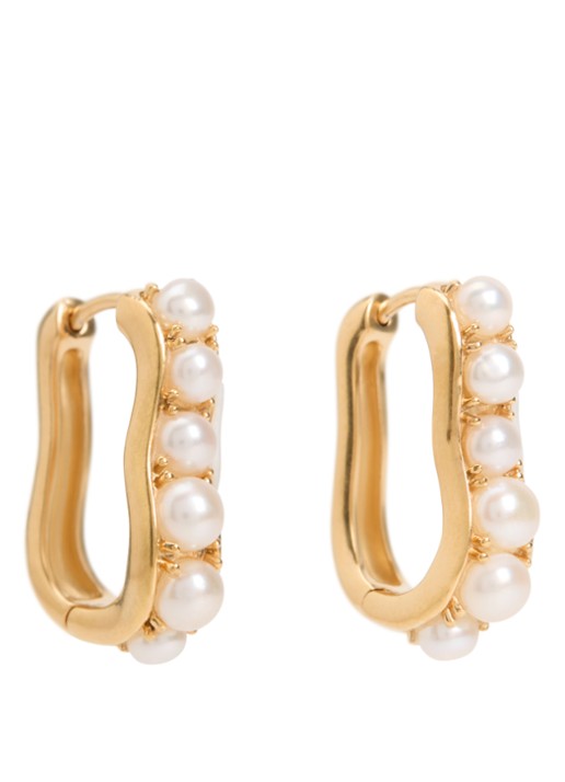 Missoma Pearl Wave Small Hoop oorringen verguld