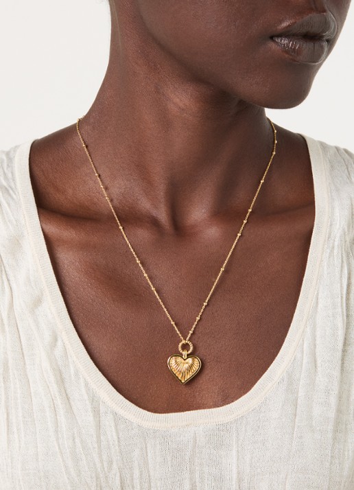 Missoma Ridge Heart ketting verguld - voorkant 2 goud