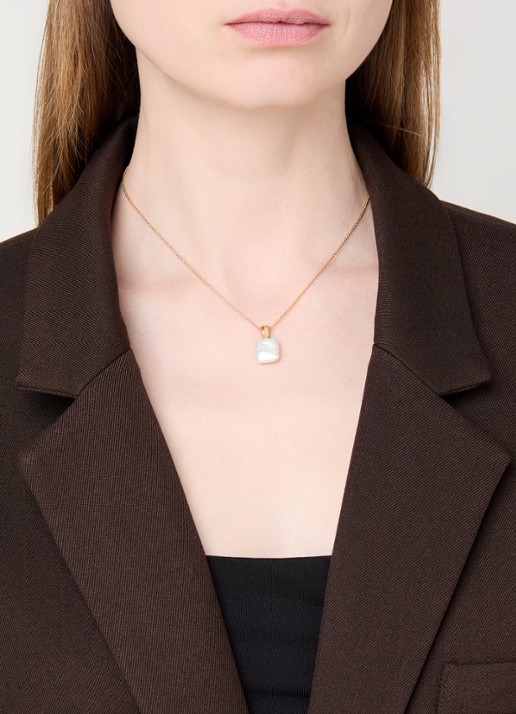 Missoma Square Pearl Baya ketting verguld - voorkant 2 goud