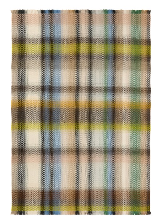 Missoni Check plaid in wolblend 130 x 190 m - voorkant 2 beige