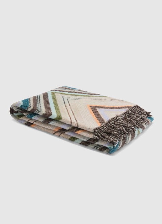 Missoni Chevron plaid in wolblend 130 x 190 cm - voorkant beige