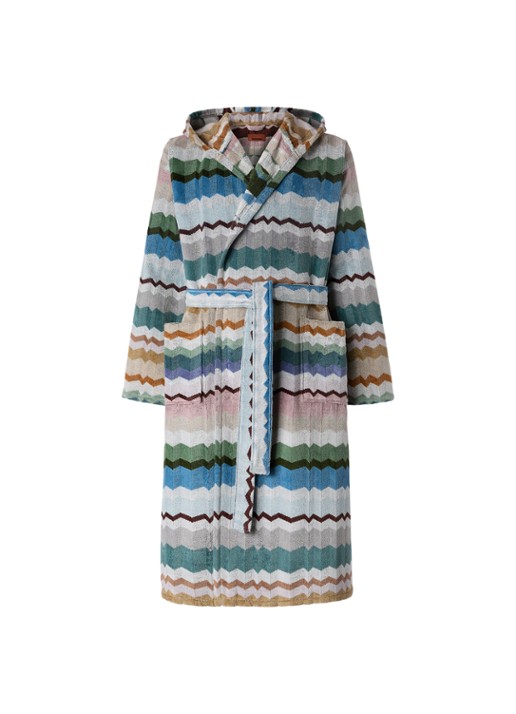 Missoni Eva badjas met opgestikte zakken - unisex - voorkant blauw