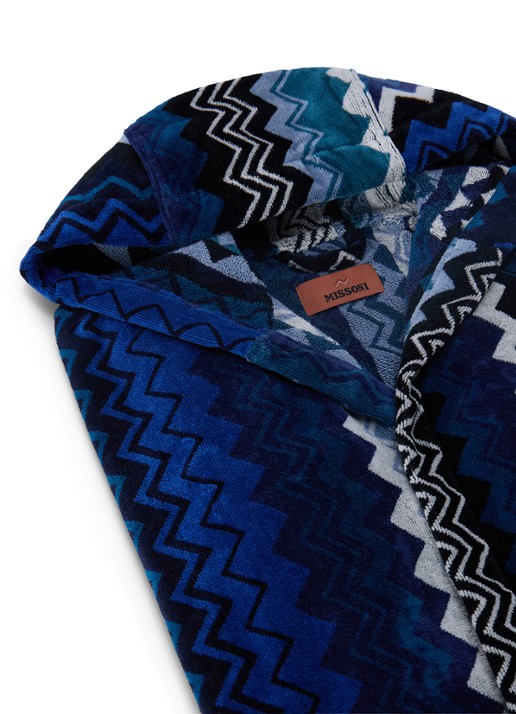 Missoni Giacomo badjas met opgestikte zakken - unisex - voorkant 2 donkerblauw