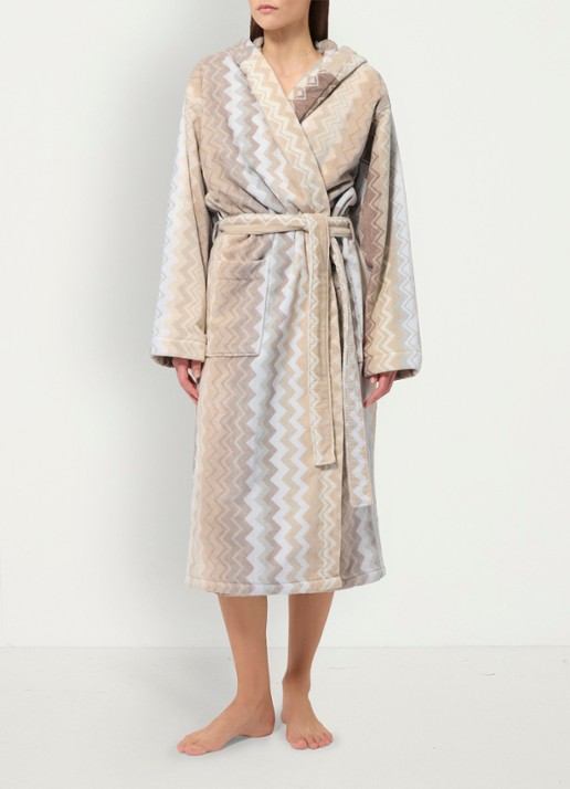 Missoni Giacomo badjas met print - unisex - voorkant 3 beige