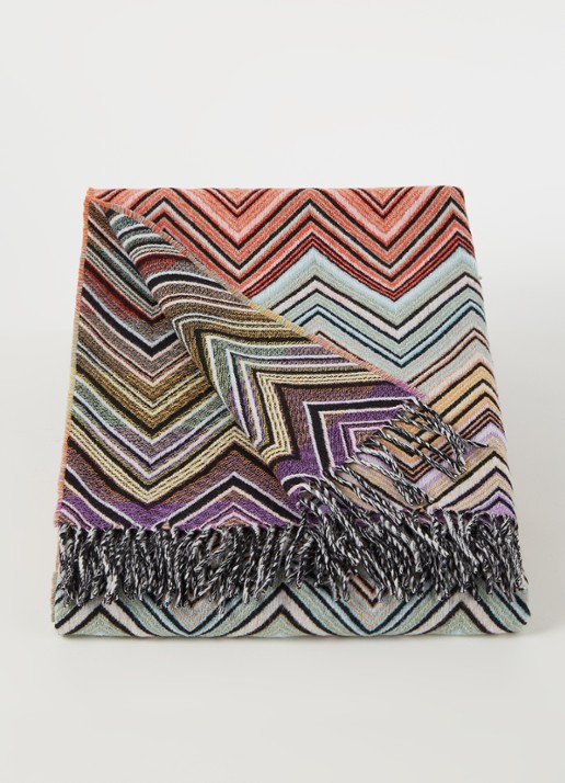 Missoni Perseo plaid van wol 130 x 190 cm - voorkant 2 orange
