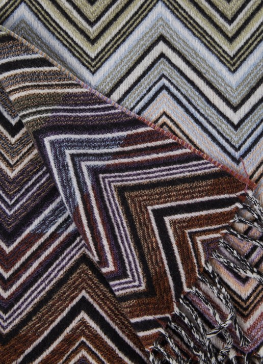 Missoni Perseo plaid van wol 130 x 190 cm - detail 3 bruin