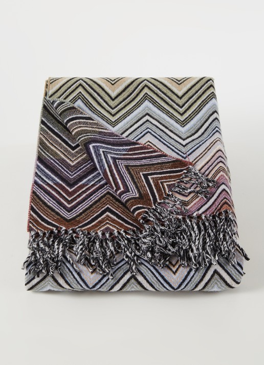 Missoni Perseo plaid van wol 130 x 190 cm - voorkant 2 bruin