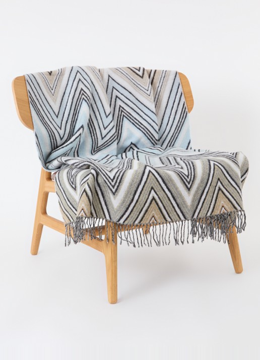 Missoni Plume plaid in wolblend 130 x 190 cm - voorkant 2 taupe