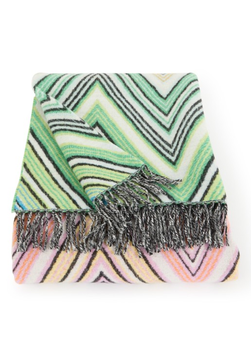 Missoni Plume plaid in wolblend 130 x 190 cm - voorkant 2 groen