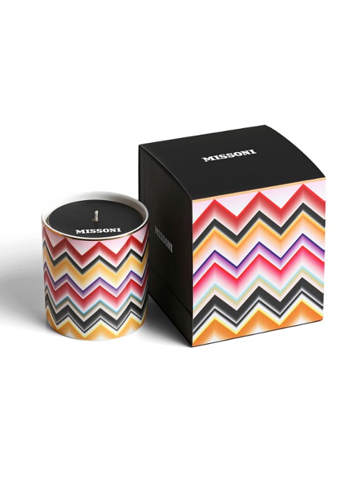 Missoni Vanuatu poef met streepdessin - voorkant 2 roze