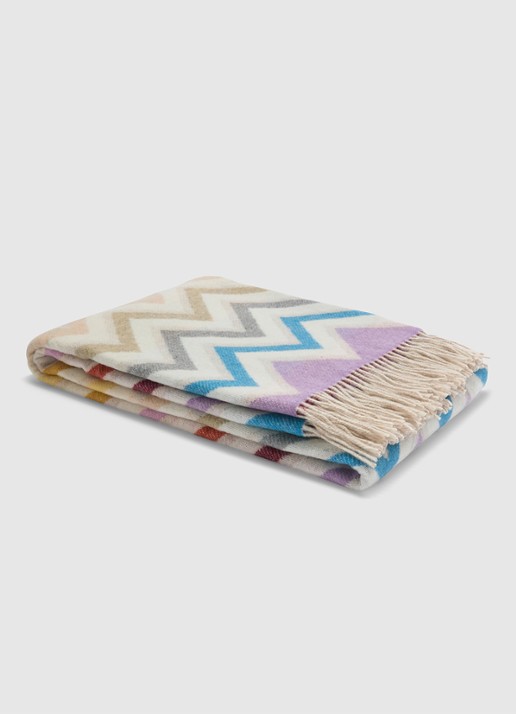 Missoni Watamu plaid in wolblend 130 x 190 cm - voorkant gebroken wit