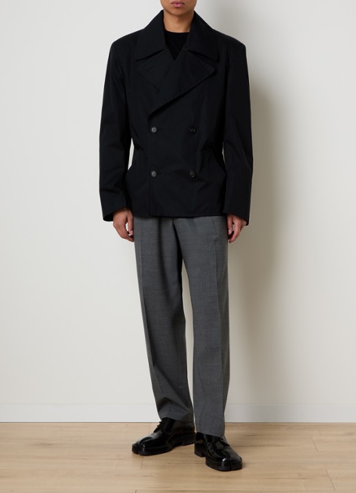 MM6 Double breasted trenchcoat met ceintuur - voorkant 5 zwart
