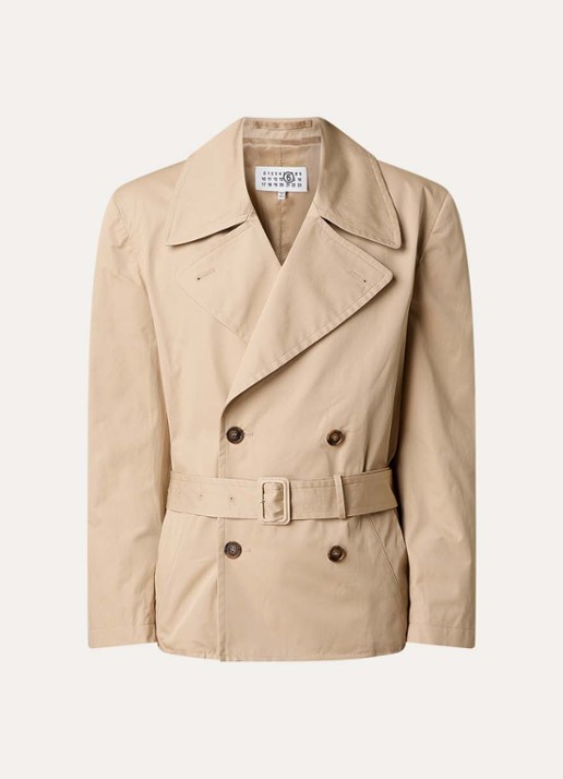 MM6 Double breasted trenchcoat met ceintuur - voorkant 2 beige