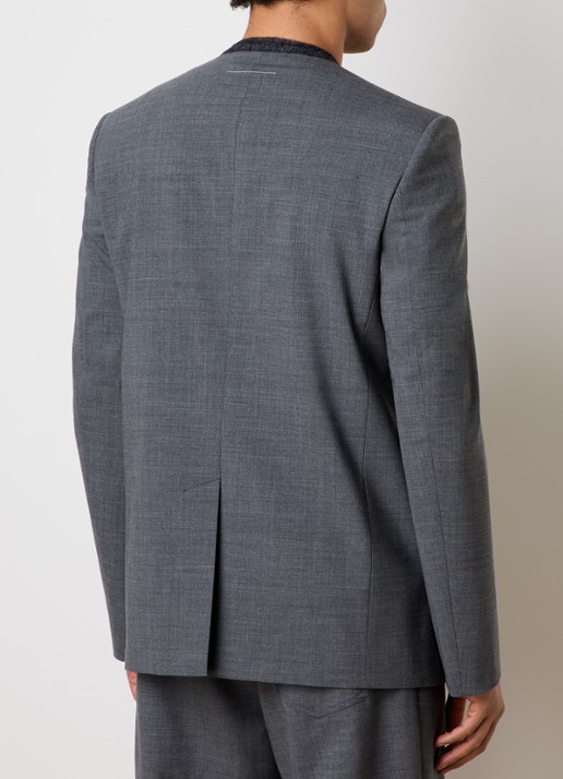 MM6 Regular fit colbert in scheerwolblend met paspelzakken - achterkant donkergrijs
