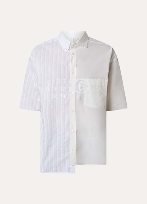 MM6 Regular fit overhemd met logoprint en borstzak - voorkant 4 wit