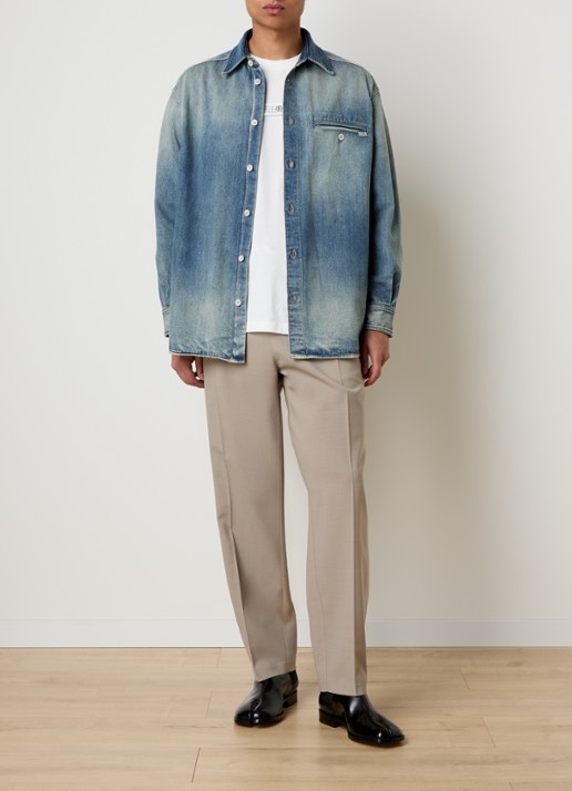 MM6 Regular fit overhemd van denim met borstzak - voorkant 5 staalblauw