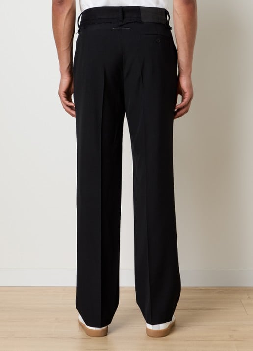 MM6 Straight fit broek in wolblend met steekzakken - achterkant zwart