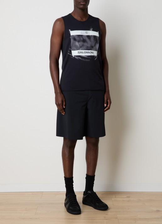 MM6 Straight fit korte broek met steekzakken en logo - voorkant 6 zwart