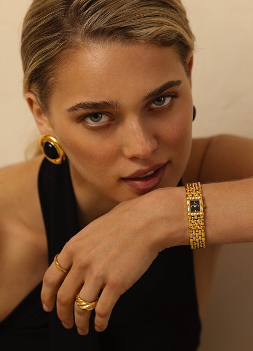 Mockberg Eternal Gold Noir horloge MB2089 - voorkant 6 goud