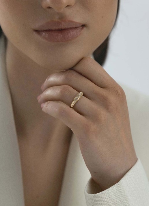 Mockberg Pavé Precious ring met zirkonia MB0199 - voorkant 2 goud
