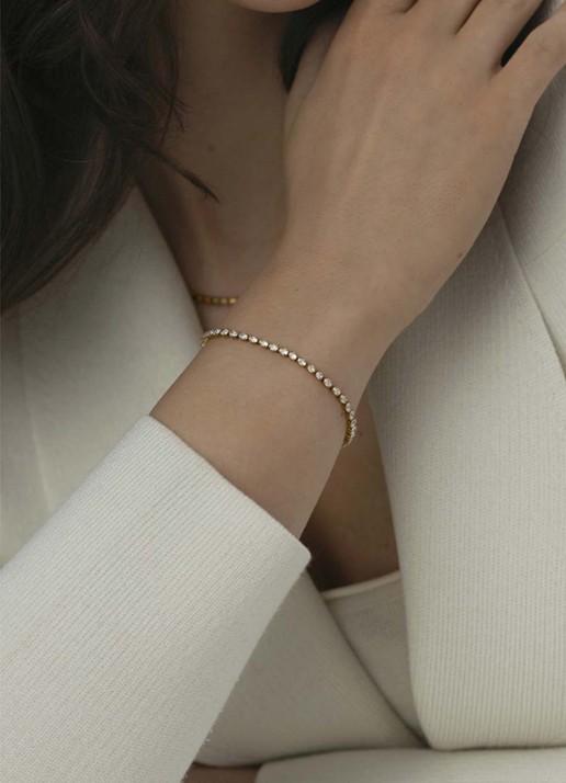 Mockberg Shiny tennisarmband M MB0035 - voorkant 2 goud