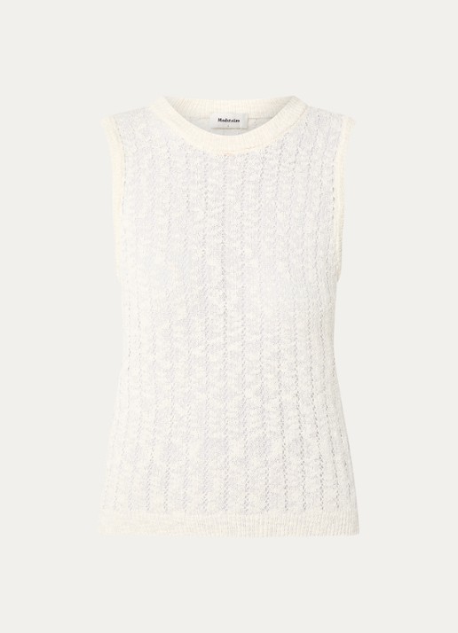 Modström Agnes semi-transparante top met opengewerkt dessin - voorkant 2 creme