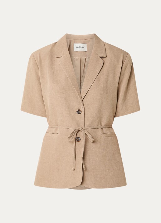 Modström Alaya blazer met trekkoord - voorkant 2 camel