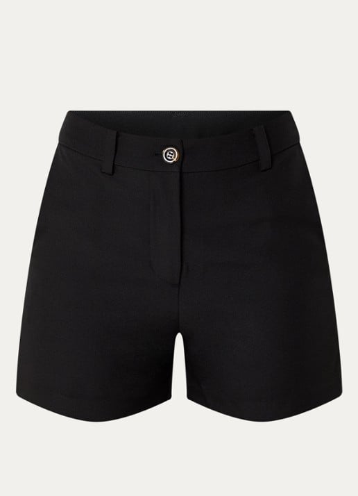 Modström Alaya mid waist slim fit korte broek - voorkant 3 zwart