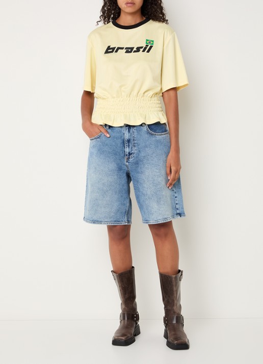 Modström Ansgar T-shirt met print - voorkant 3 lichtgeel