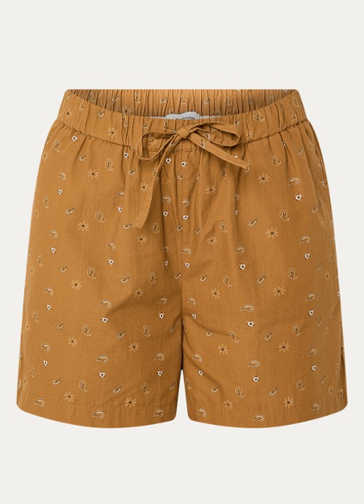 Modström Apricot mid waist straight fit korte broek - voorkant cognac