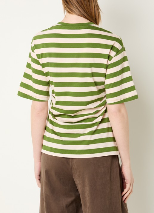 Modström Barney T-shirt met streepprint en plooidetail - achterkant 3 groen
