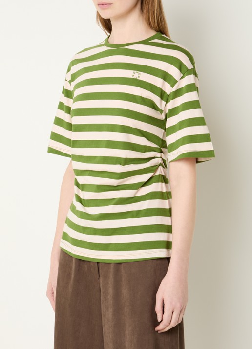 Modström Barney T-shirt met streepprint en plooidetail - detail 4 groen