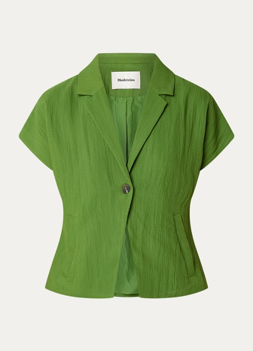 Modström Benitta blazer van crêpe met paspelzakken - voorkant 2 groen