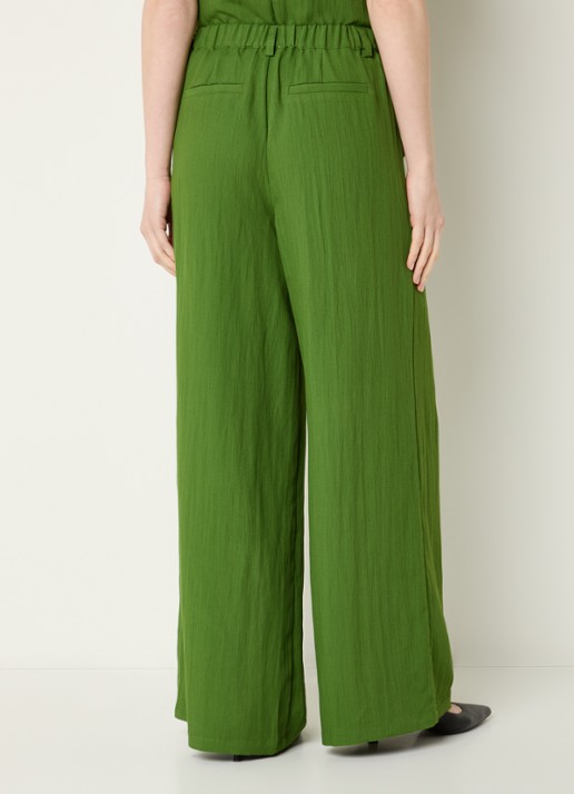 Modström Benitta mid waist wide fit pantalon van crêpe - achterkant 4 groen