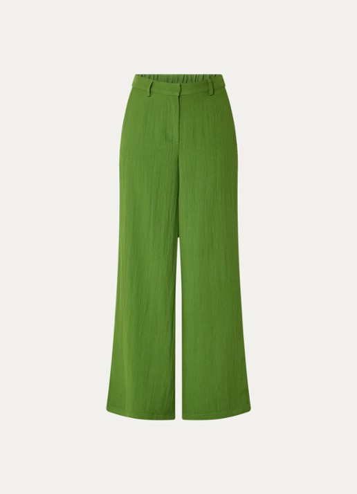 Modström Benitta mid waist wide fit pantalon van crêpe - voorkant groen