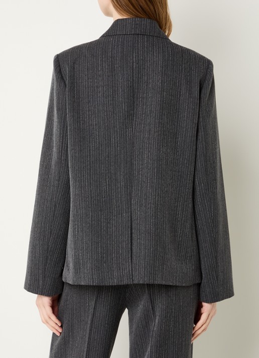 Modström Birna blazer met krijtstreep - achterkant 2 antraciet
