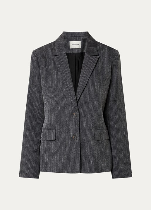 Modström Birna blazer met krijtstreep - voorkant 3 antraciet
