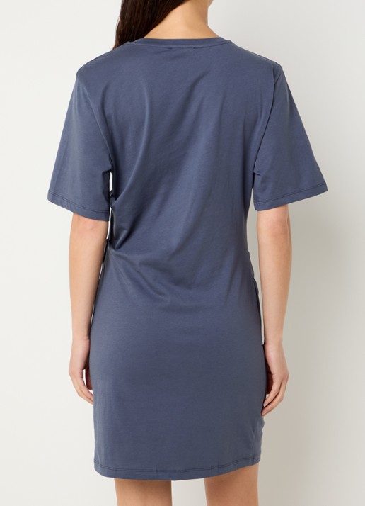 Modström Brazil mini jurk van  katoen met plooidetail - achterkant donkerblauw