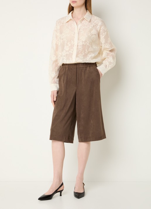 Modström Britney low waist wide fit culotte - voorkant 4 hazelnootbruin