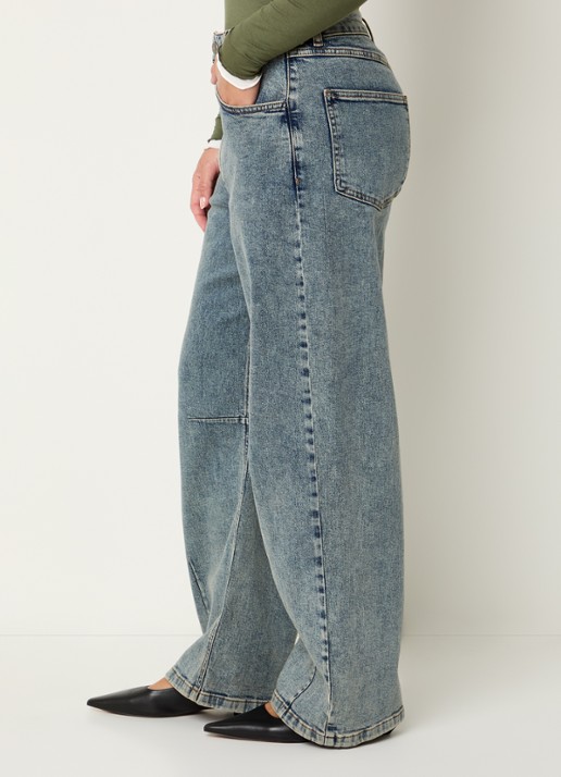 Modström Cille low waist wide fit jeans met medium wassing - detail 5 indigo