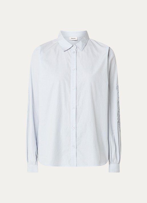 Modström Columbus blouse met borduring - voorkant 2 lichtblauw