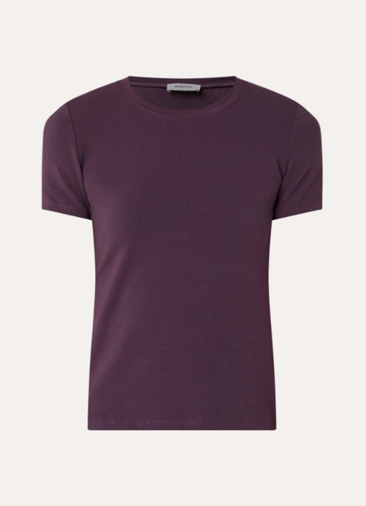 Modström Dae T-shirt met ronde hals - voorkant 2 aubergine