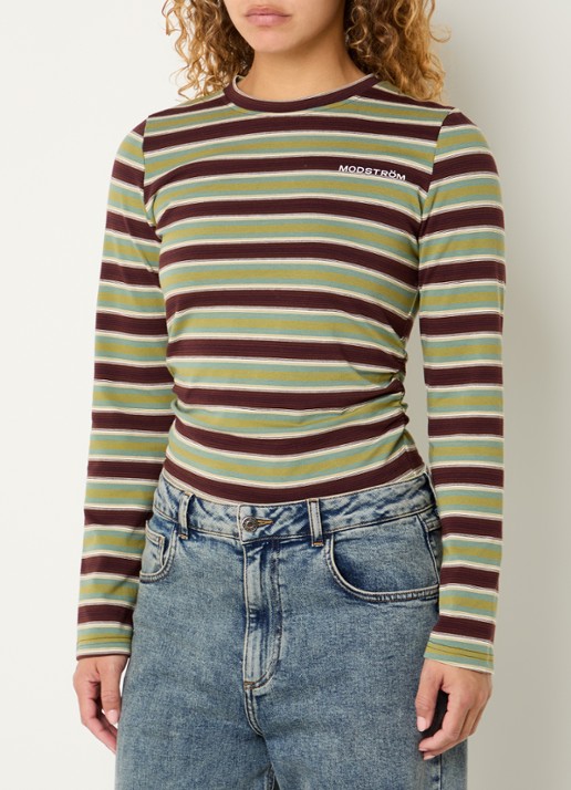 Modström Denis top met streepprint en logo