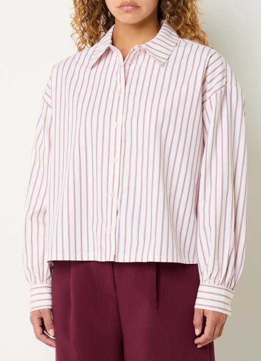 Modström Dilan blouse met split en streepprint - achterkant 2 bordeauxrood